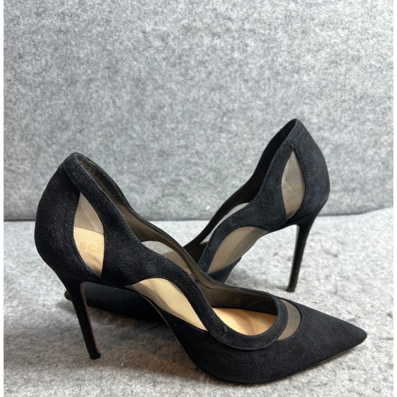 Schutz Poliany Black Suede Mesh Pointed Toe Stiletto Pumps Heels Womens Sz 11 B - Picture 6 of 8